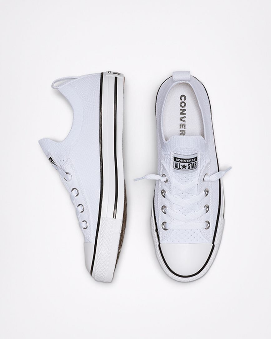 Tenisi Dama Converse Chuck Taylor All Star Shoreline Knit Slip Albi Negrii Albi | RO DTVZA871